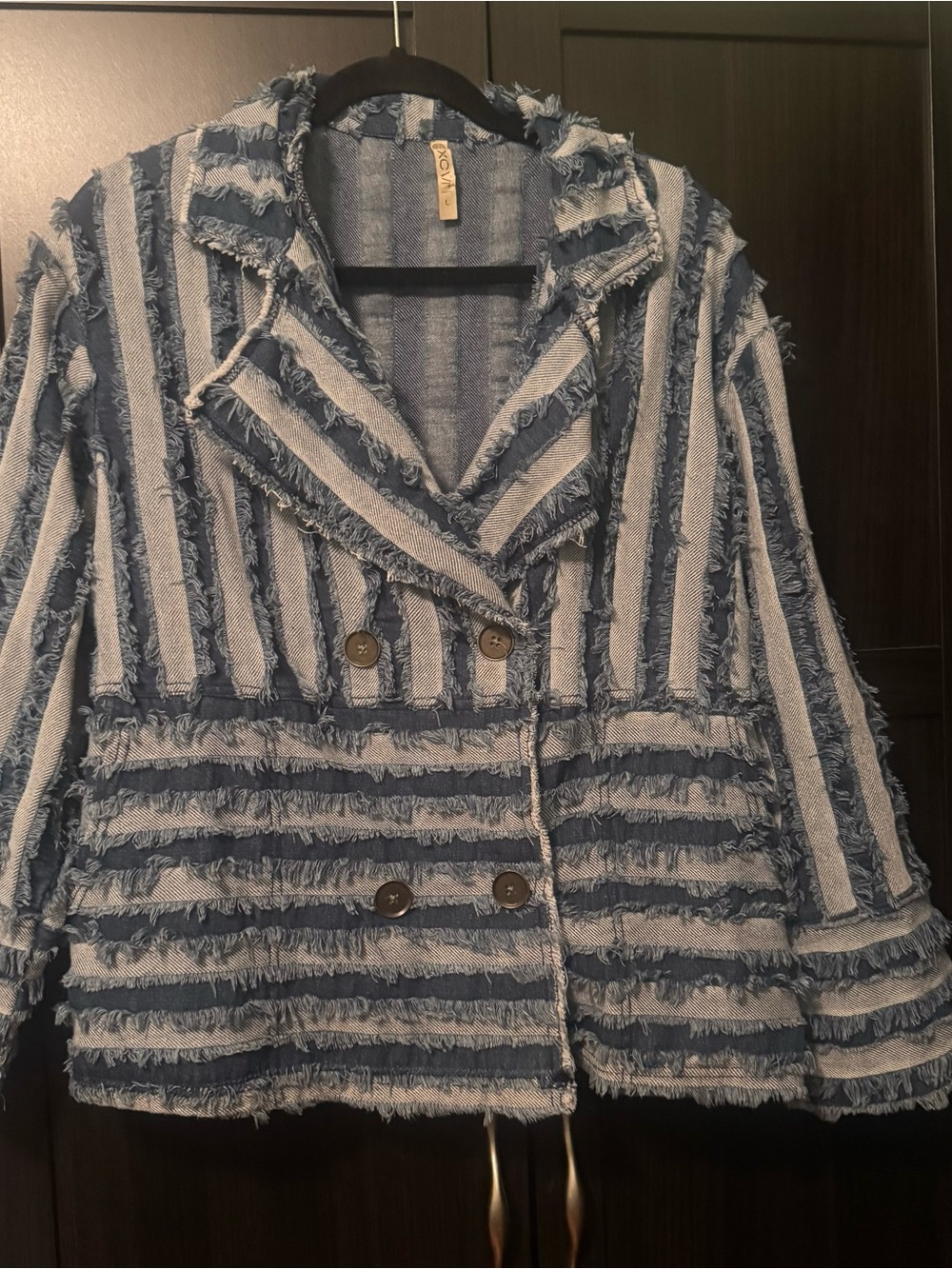 XCVI MAVIE SHREDDED DENIM JACKET